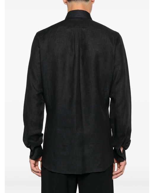 Dolce & Gabbana Black Linen Long-Sleeve Shirt