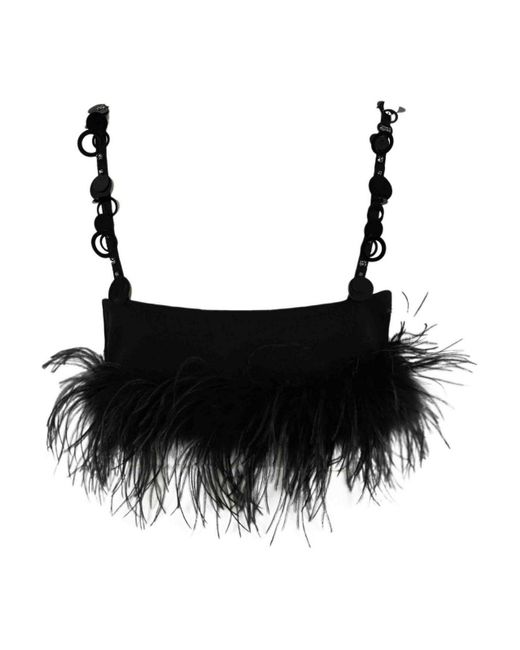 Pinko Black Top With Feathers