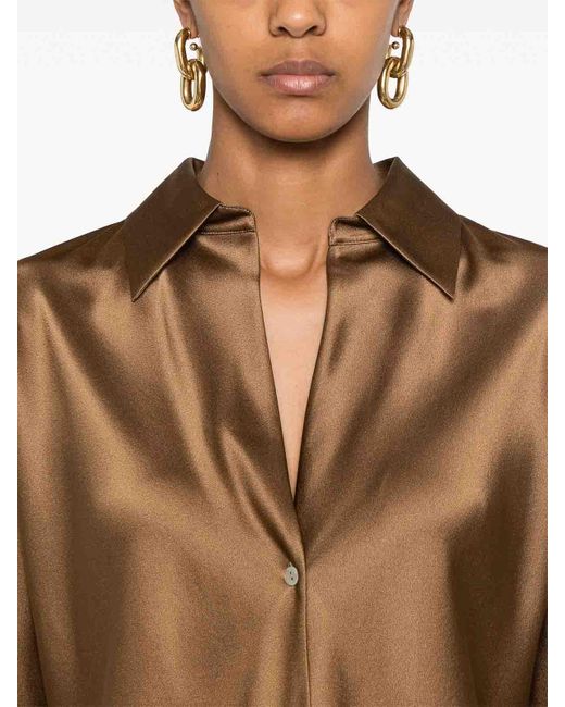 Vince Brown Bias Ls Blouse