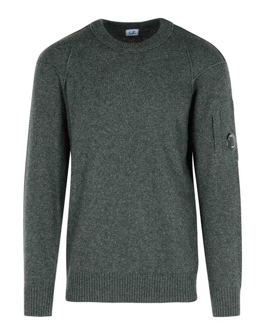 C P Company Green Graphite Wool Blend Sweater for men