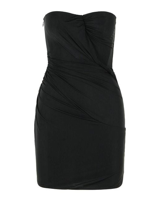 Blumarine Black Gathered Strapless Mini Bustier Dress