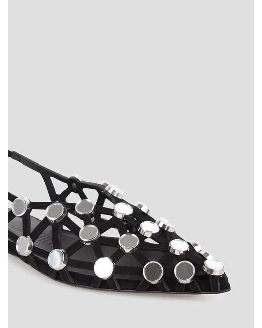 The Attico White Grid Slingback Sandals