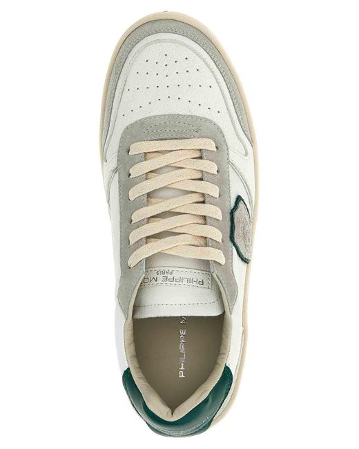 Philippe Model White Leather And Suede Sneakers for men