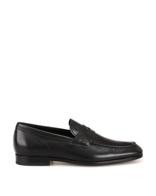 Tod's Black Smooth Leather Loafers for men