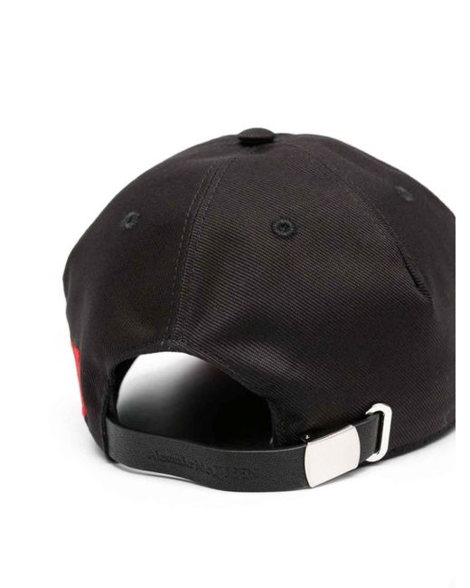 Alexander McQueen Black Baseball Hat With Embroidery for men