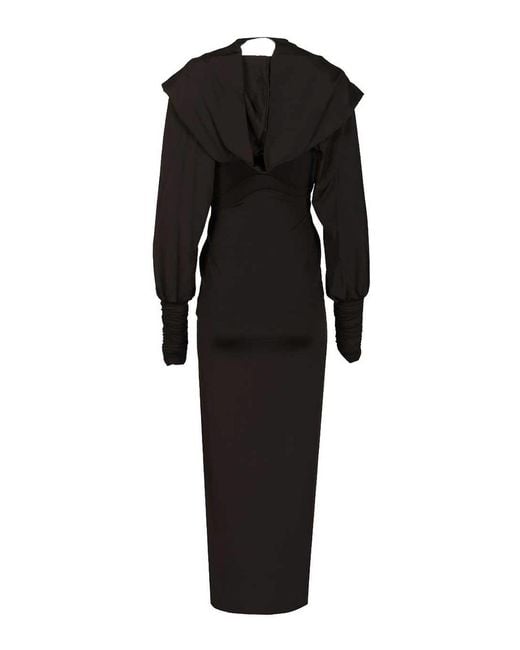 ROTATE BIRGER CHRISTENSEN Black Slinky Hooded Dress