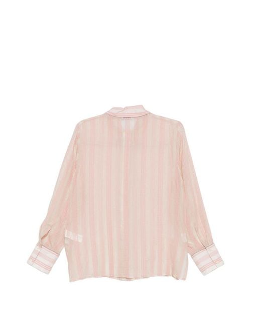 Peserico Pink Semi-Sheer Striped Shirt