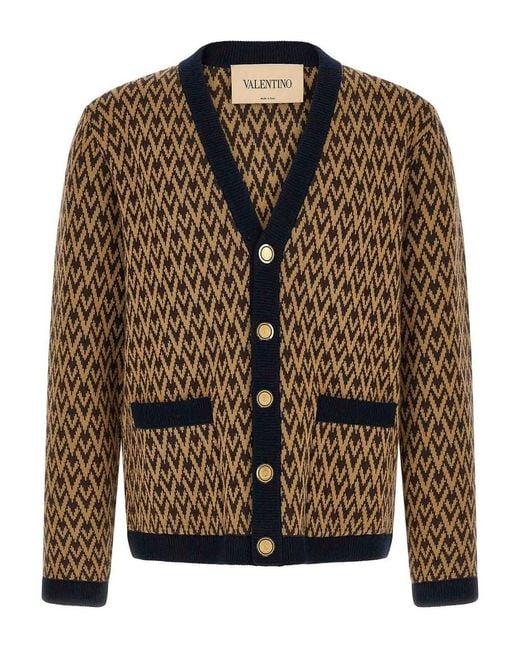 Valentino Garavani Brown 'Toute La V' Cardigan for men