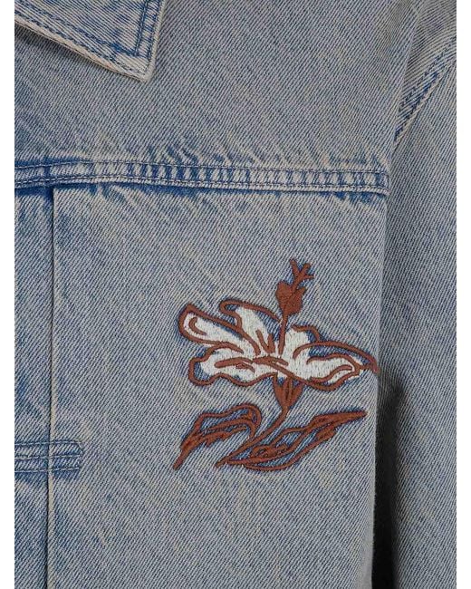 Drole de Monsieur Blue Brode Fleurs Dusty Denim Jacket for men