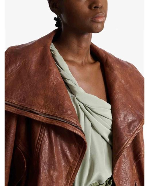 Balmain Brown Leather Outerwear