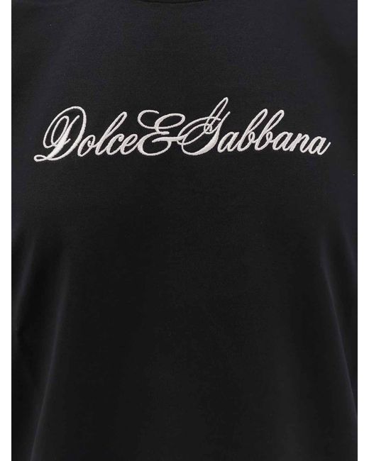 Dolce & Gabbana Black Jersey T-Shirt With Embroidery