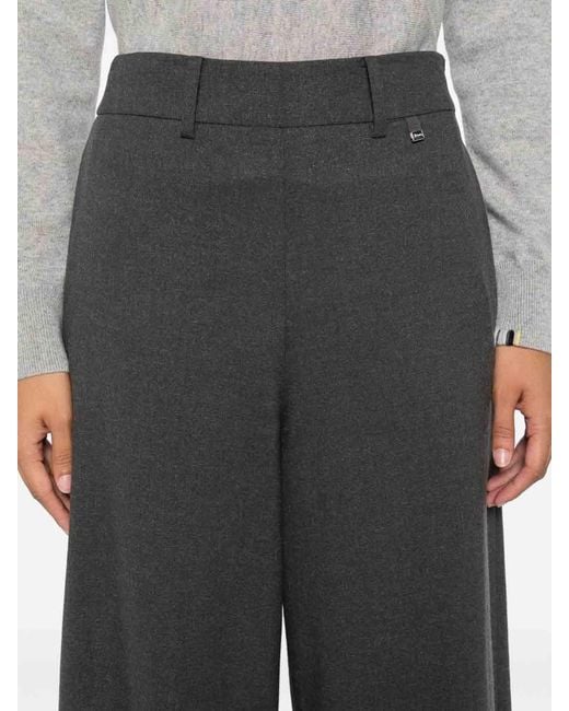 Herno Gray Wide-Leg Trousers With High Waist
