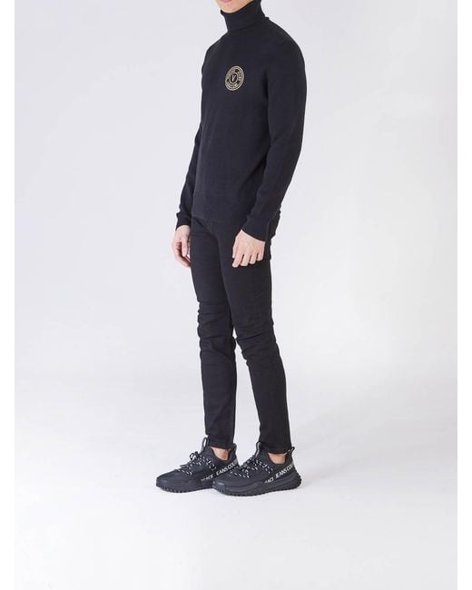 Versace Jeans Couture Blue V Emblem High Neck Sweater for men