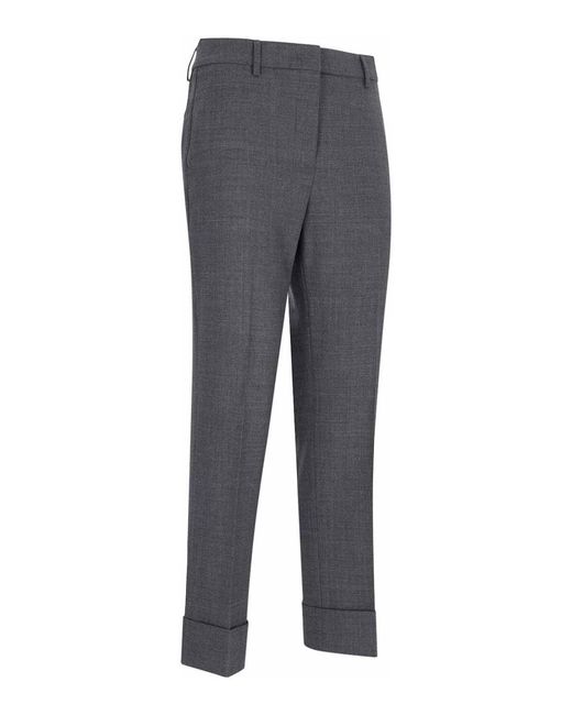 Incotex Gray Straight Wool Trousers