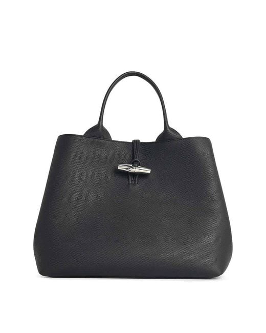 Longchamp Black Bag With Leather Handle