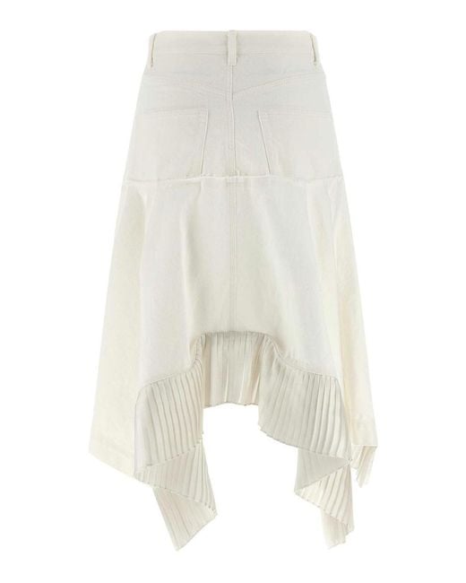 Sacai White Satin Denim Skirt