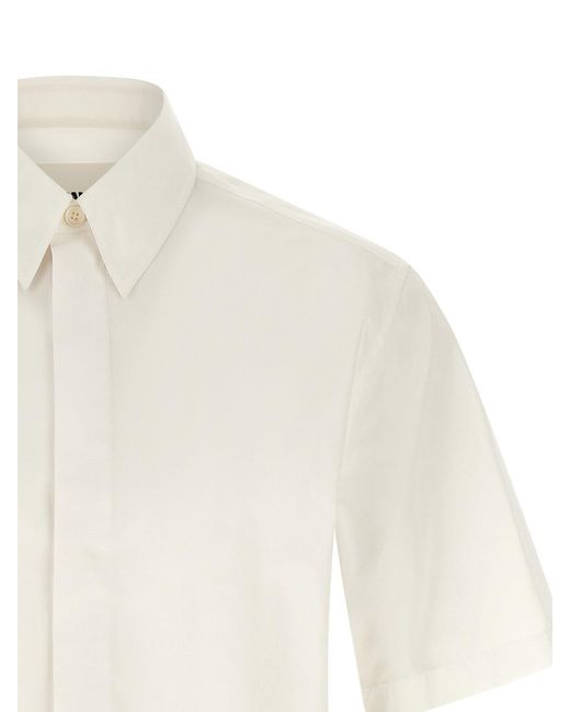 Jil Sander White Logo Embroidery Shirt for men