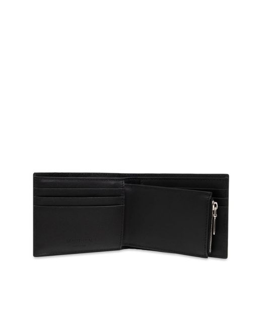 McQueen Black Calf Leather Wallet With Logo for men