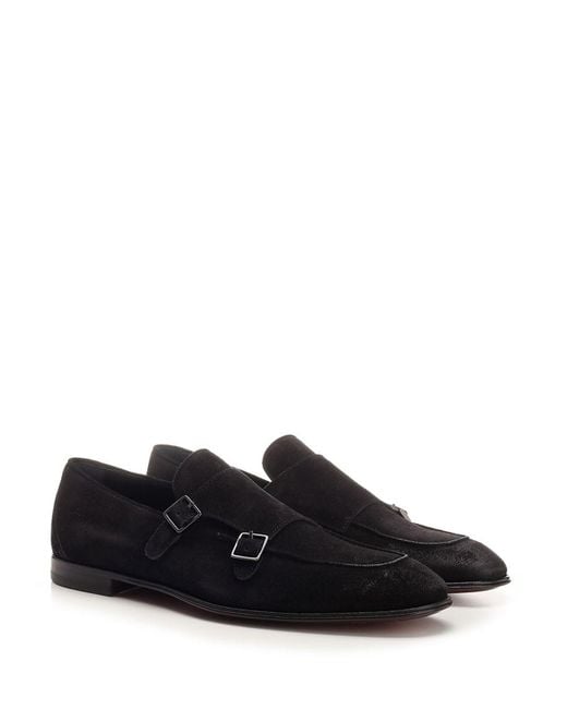 Corvari Black Double Buckle Suede Loafer for men