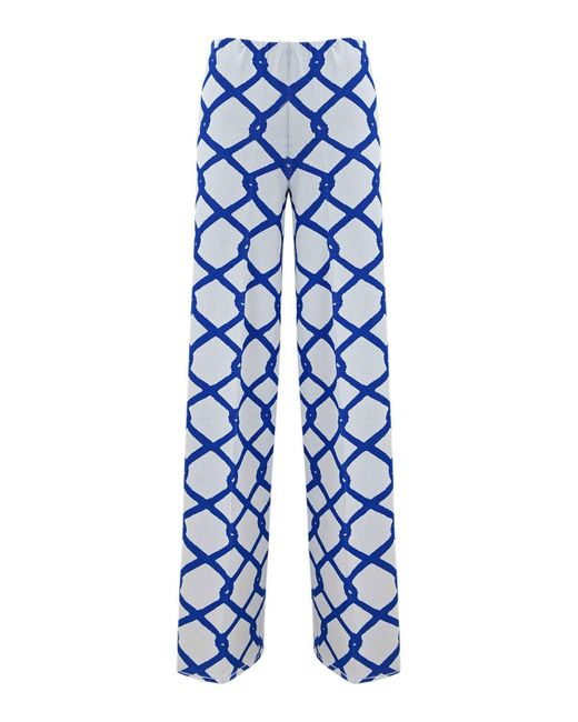 Liviana Conti Blue Pants With Mesh Design