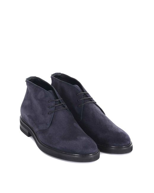 JEROLD WILTON Blue Suede Ankle Boots for men