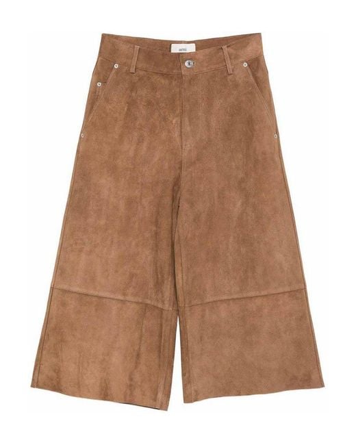 AMI Brown Suede Leather Trousers