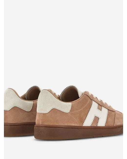 Hogan Brown Cool H Calfskin Sneakers