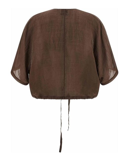 Nude Brown Cropped Blouse