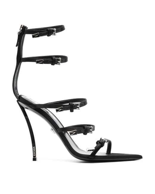 Versace Black Leather Heel Sandals