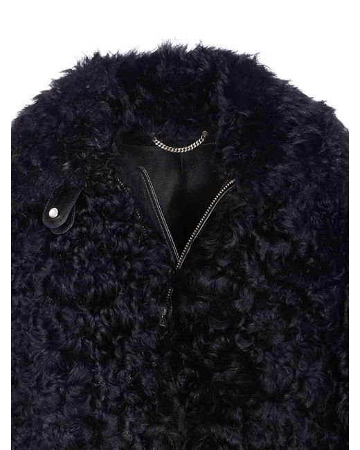 Golden Goose Deluxe Brand Blue Shearling Fur Osanne Jacket
