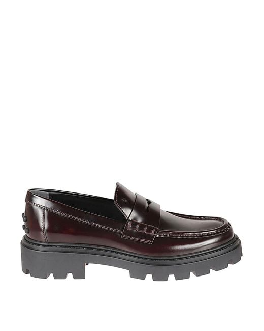 Tod's Gray Leather Loafers