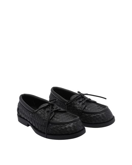 Bottega Veneta Black Espresso Pier Boat Shoes for men