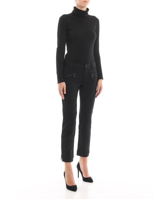 DSquared² Black Biker Wool Blend Trousers