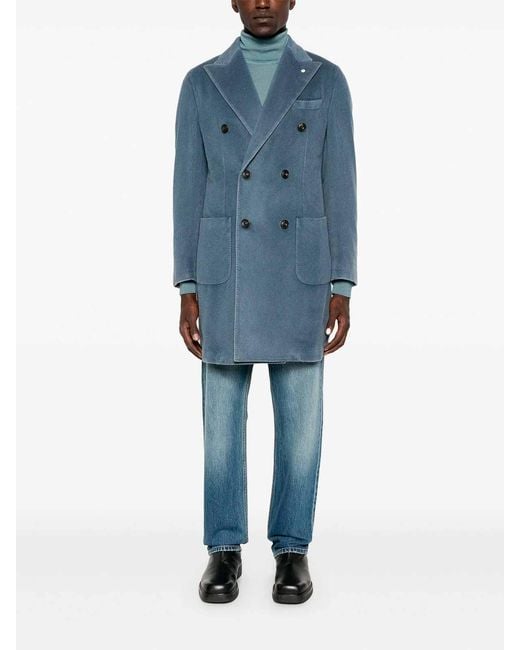 L.b.m. 1911 Blue Wool&Cashmere Coat for men
