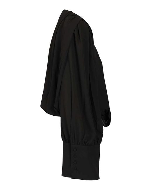 ROTATE BIRGER CHRISTENSEN Black Long Sleeve V-Neck Top