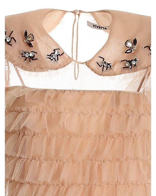 Vivetta White Jewel Embroidery Tulle Dress