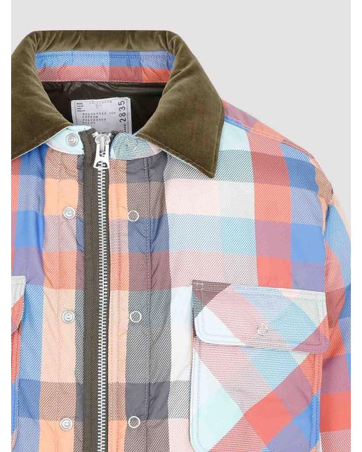 Sacai Blue Plaid Padded Blouson for men