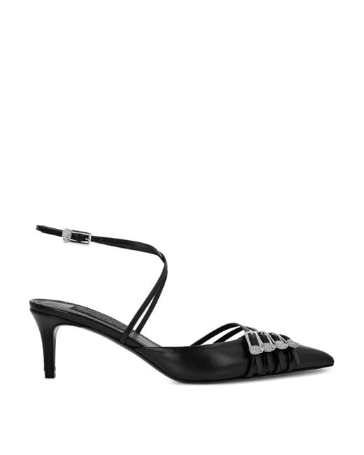 Philipp Plein Black Pumps With Strap And Kitten Heel