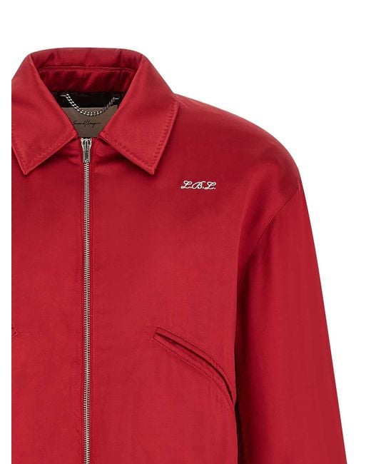 Second/Layer Red Aces Satin Club' Bomber Jacket for men