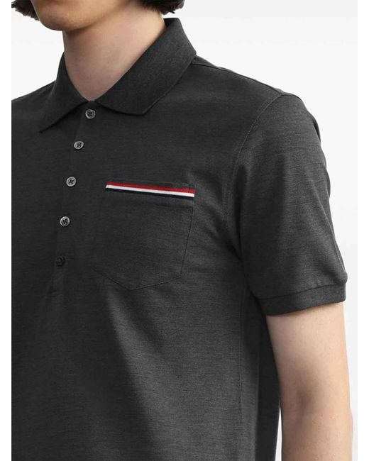 Thom Browne Black Rwb Cotton Polo Shirt for men