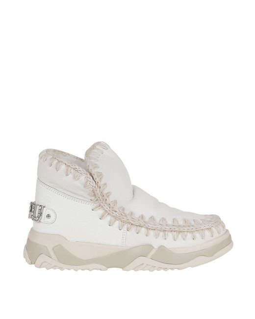 Mou White Eskimo Rhinestone Logo Sneakers