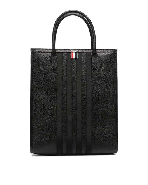 Thom Browne Black 4-bar Leather Tote Bag for men