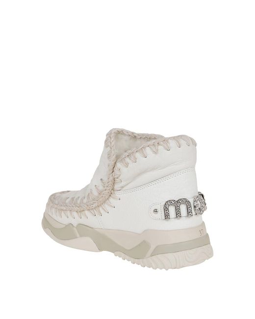 Mou White Eskimo Rhinestone Logo Sneakers