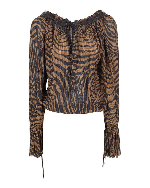 Blumarine Black Print Chiffon Top