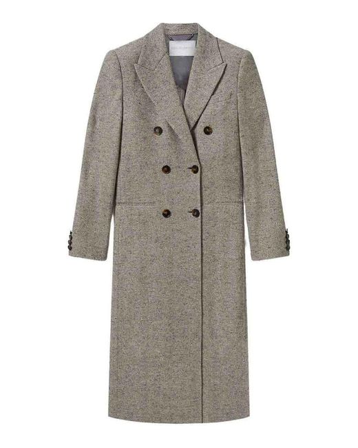 Stella McCartney Gray Double-Breasted Tweed Coat