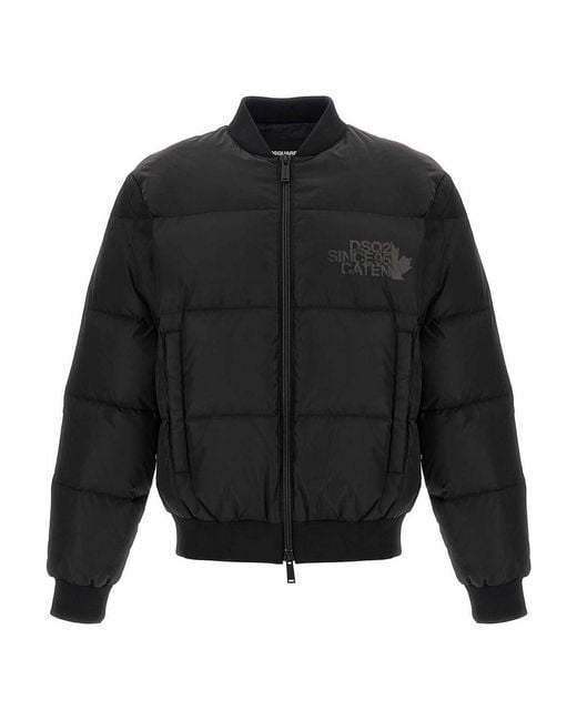 DSquared² Black Padded Bomber Jacket for men