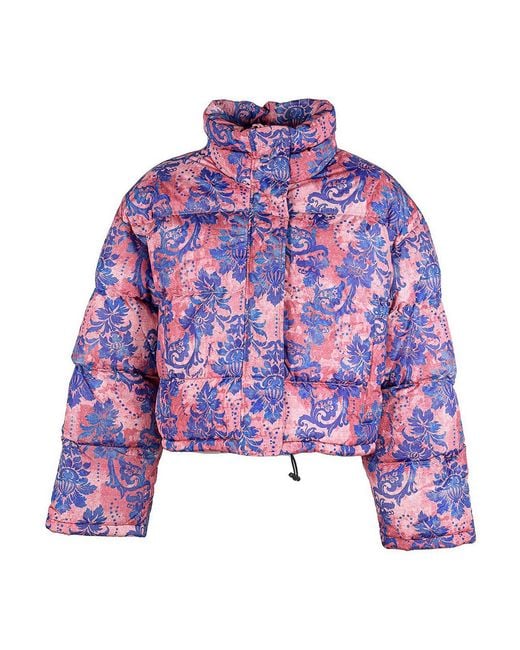 Versace Jeans Couture Purple Tapestry Puffer Jacket