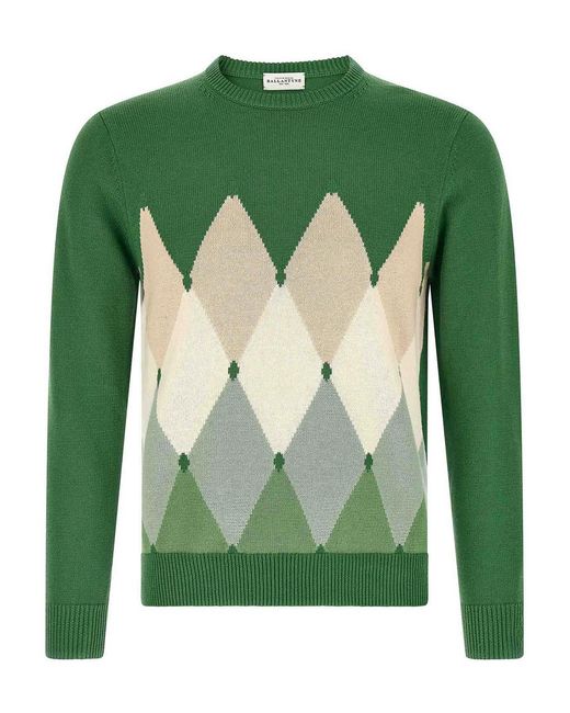 Ballantyne Green Argyle Sweater for men