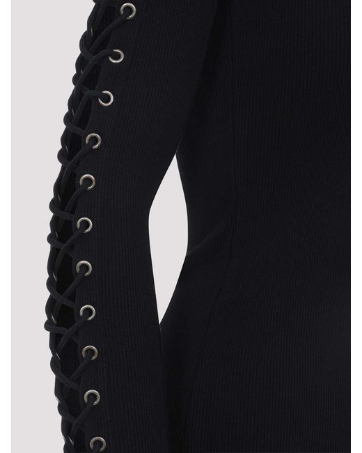 Balenciaga Blue Lace-Up Mini Dress