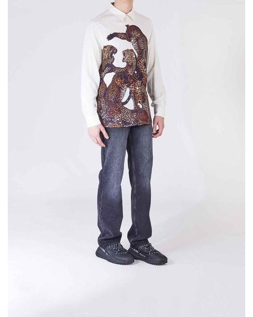 Just Cavalli White Leopards Shirt for men